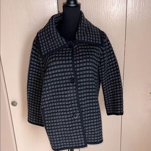 Jones New York Merino Wool Stylish Black and Gray Women's Coat